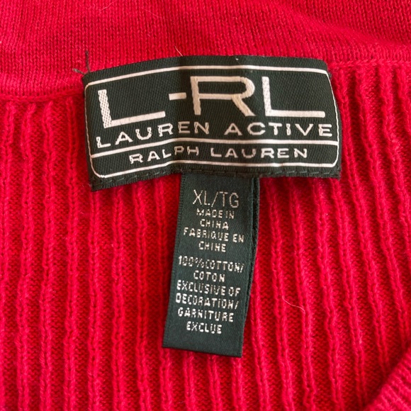 RALPH LAUREN Active Red White Blue Nautical Patriotic Short Sleeve Sweater Sz XL - Picture 7 of 12